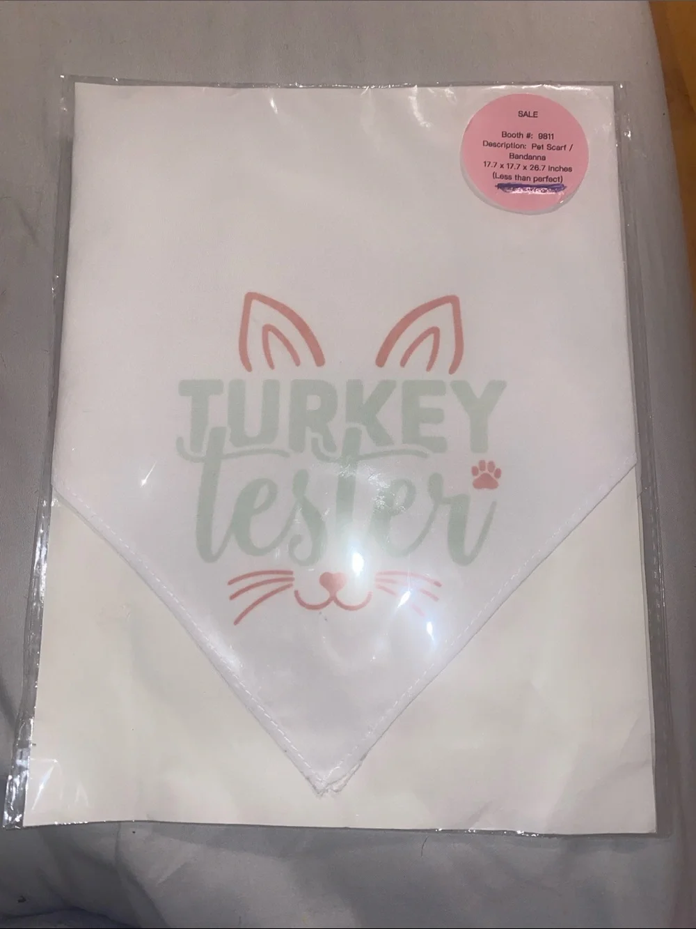 Turkey Tester Pet Bandana - White with Pastel Print